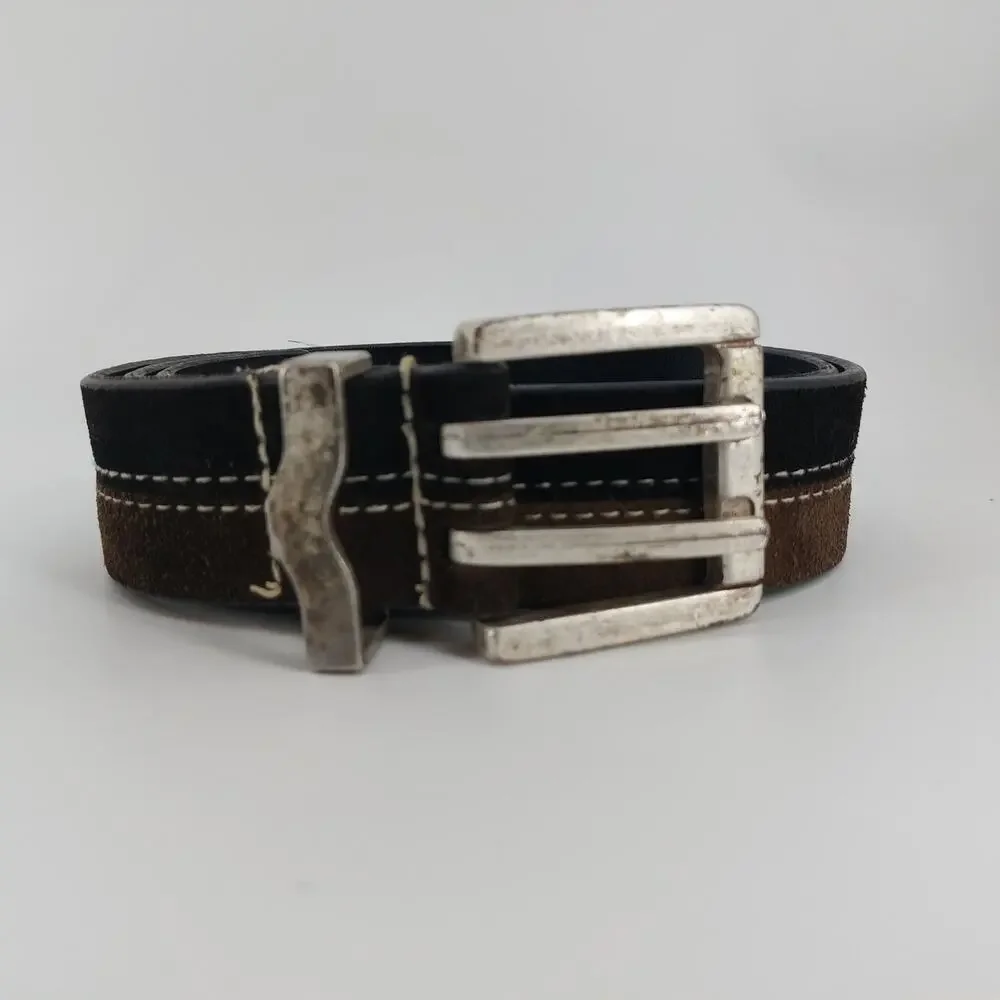 Arizona Jean Womens Belt Medium Two Tone Brown Black Suede Y2K